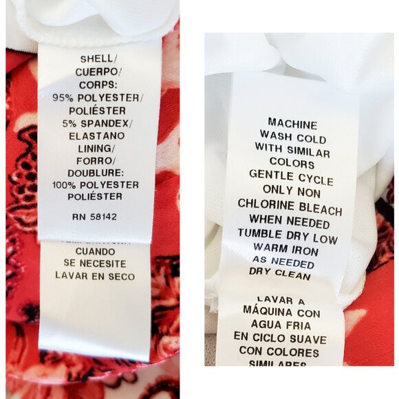 Maggy London Womens Red White Border Print Floral Short Sleeve Midi Dress NWT 2 - Picture 8 of 13